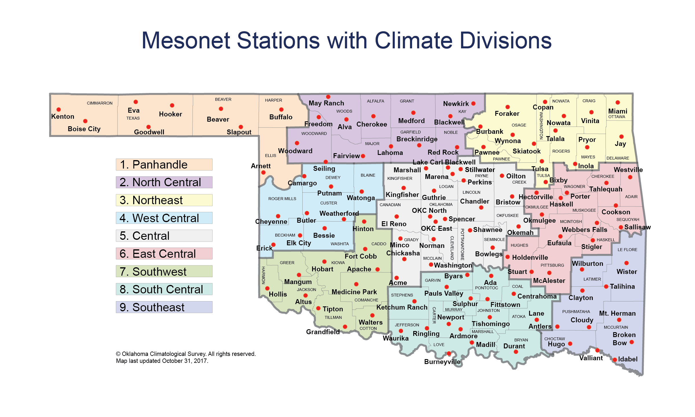 Station Names and Climate Divisions | Mesonet
